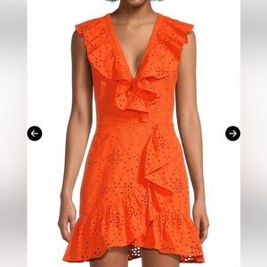 Milly Novi Eyelet Wrap Dress in Tangerine Size 2 XSMALL NWT